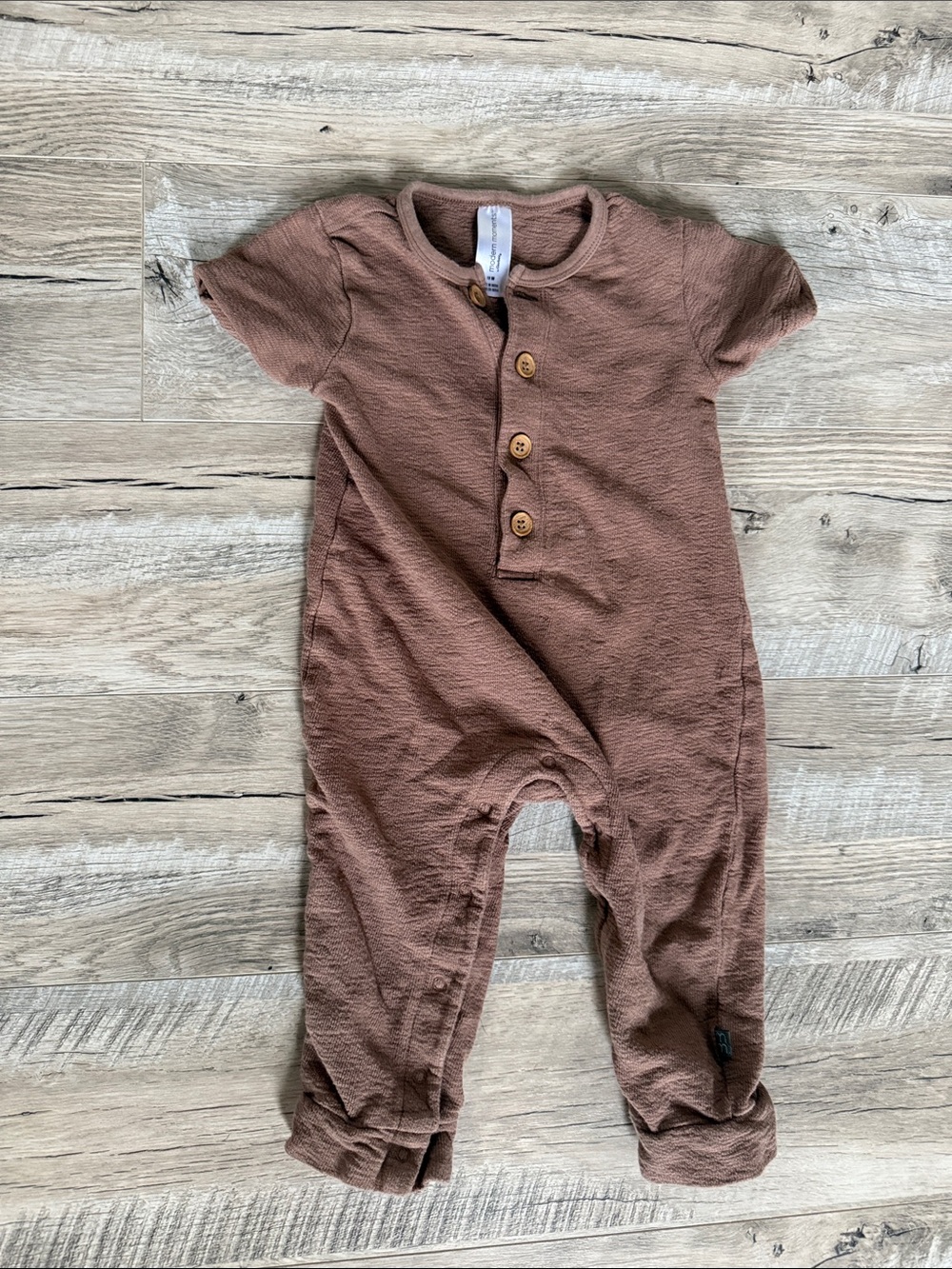 Classic Brown Baby Footie Romper with Button Placket